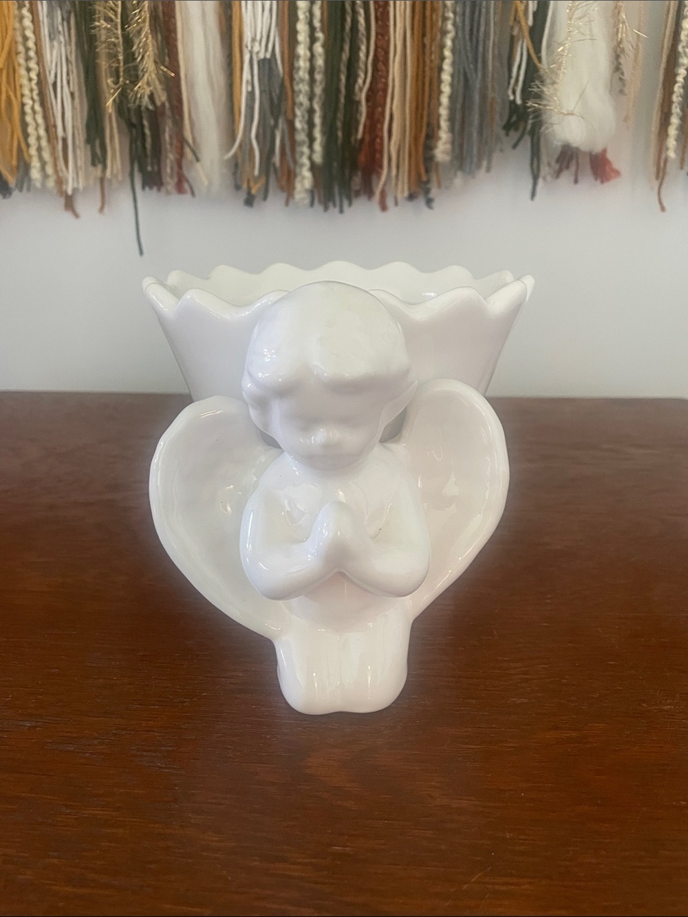 White Ceramic Praying Angel Vase